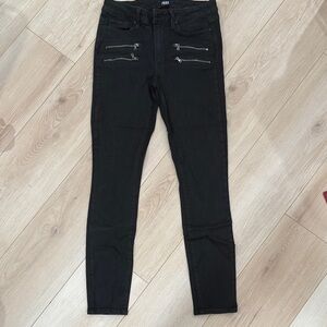 PAIGE Black Skinny Jeans with Zipper Accents